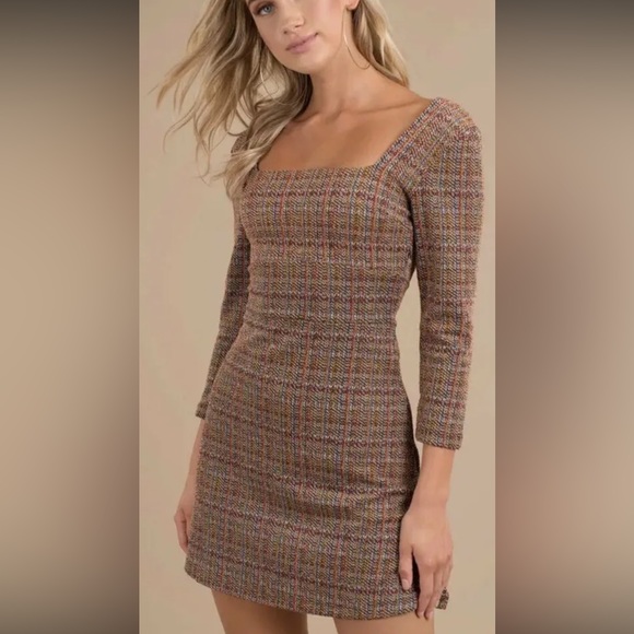Free People Dresses & Skirts - Free People Uptown Girl Tweed Mini Dress size 6 1960s Mod Boho Academia
